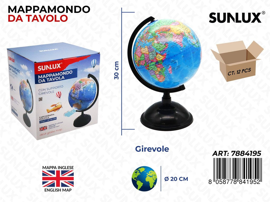 Mappamondo da Tavola Girevole D.20*30CM