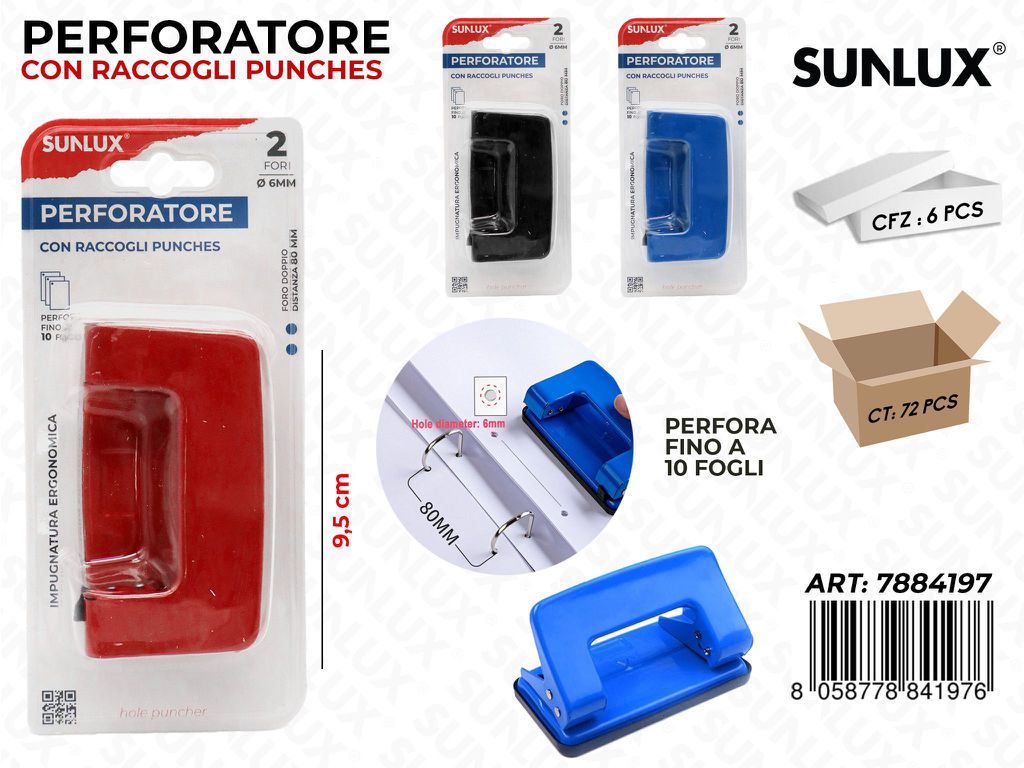 Perforatore c/ Racc. Punches Col. Ass. 9.5CM
