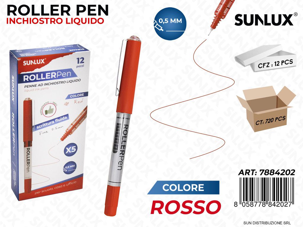 Roller Pen Inch. Liquido Rosso 0.5MM