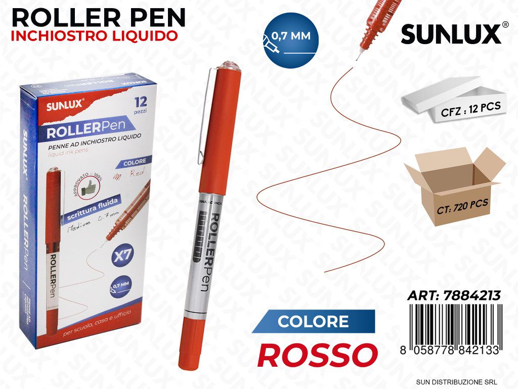 Roller Pen Inch. Liquido Rosso 0.7MM