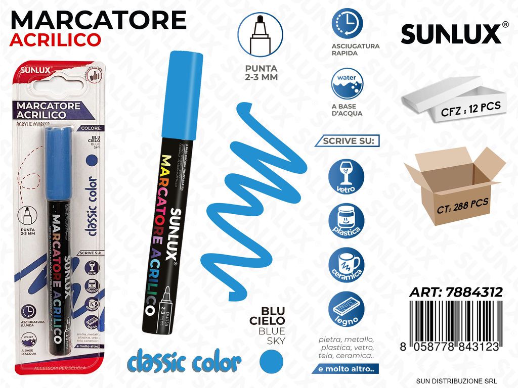 Bl. Marcatore Acrilico Blu Cielo 2-3MM