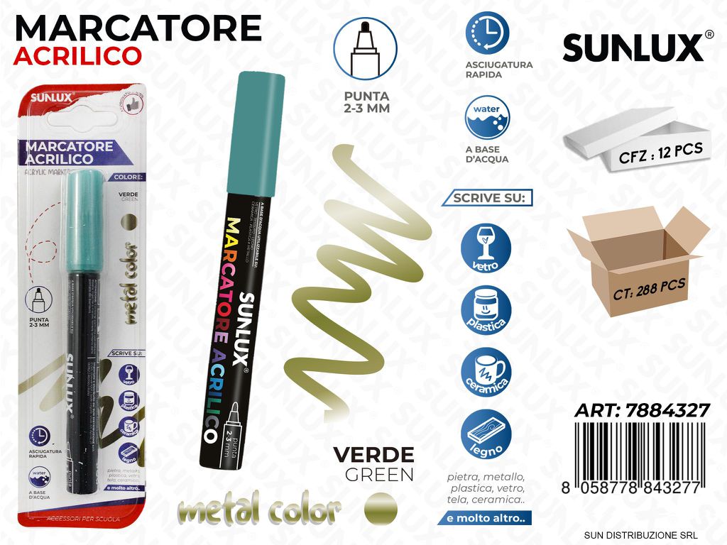 Bl. Marcatore Acrilico Verde Metal 2-3MM