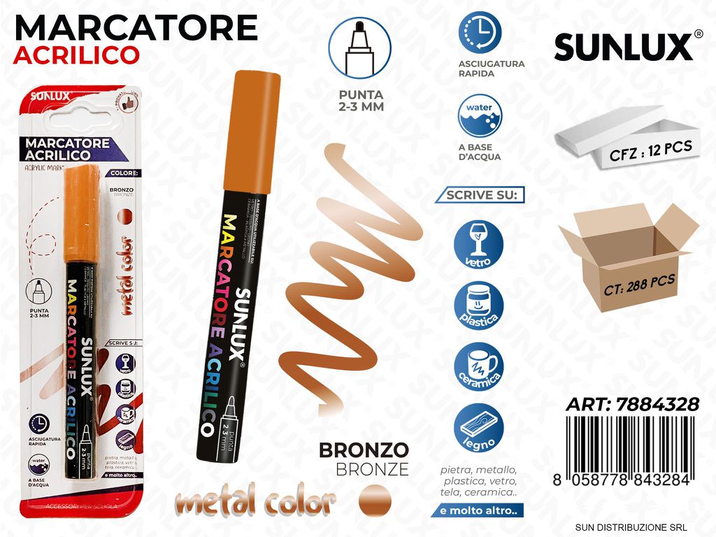 Bl. Marcatore Acrilico Bronzo Metal 2-3MM