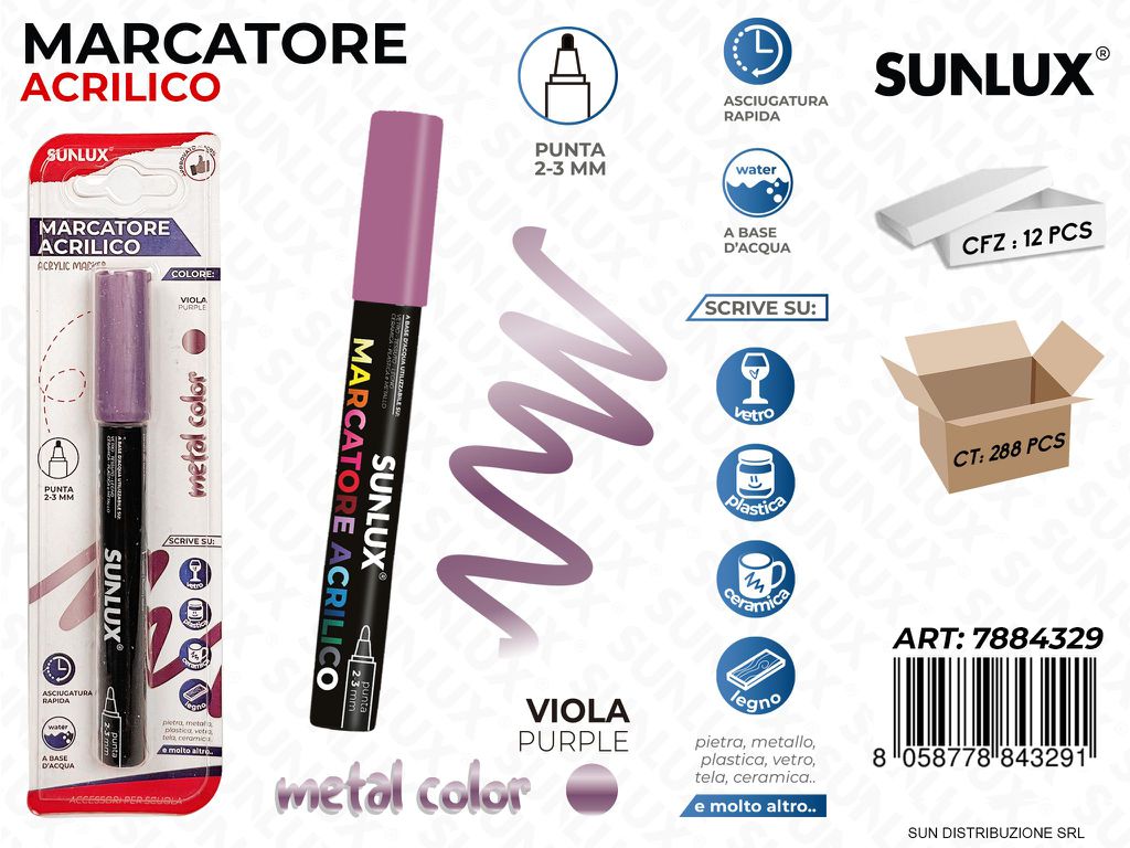 Bl. Marcatore Acrilico Viola Metal 2-3MM