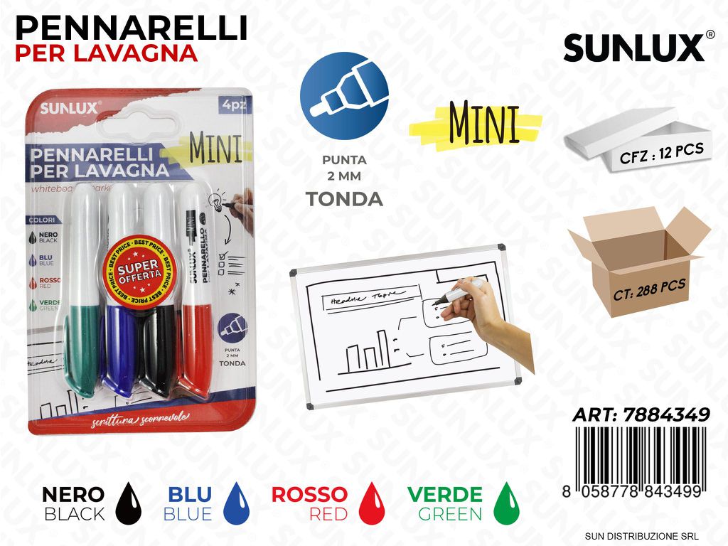 Pennarelli Lavagna Mini Col. Ass. 4PCS 2MM