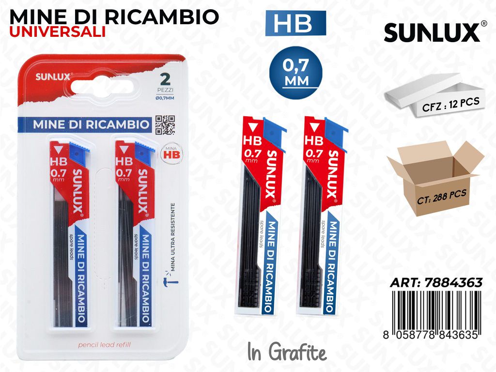 Mine di Ricambio Univ. Hb 0.7MM 2PCS