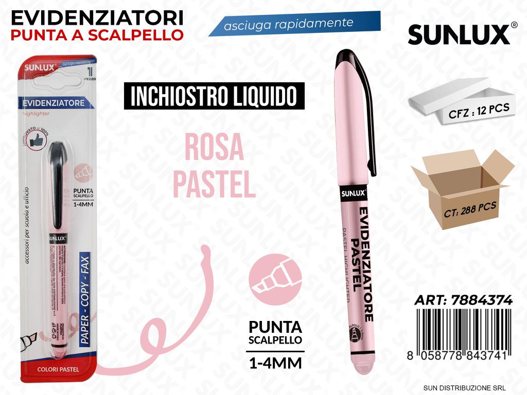 Bl. Evidenziatore Rosa Pastel Liquido 1-4MM