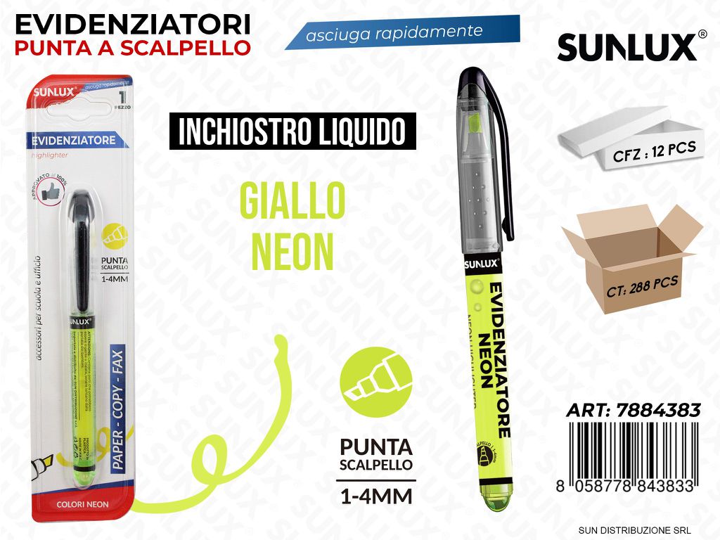 Bl. Evidenziatore Giallo Neon Liquido 1-4MM