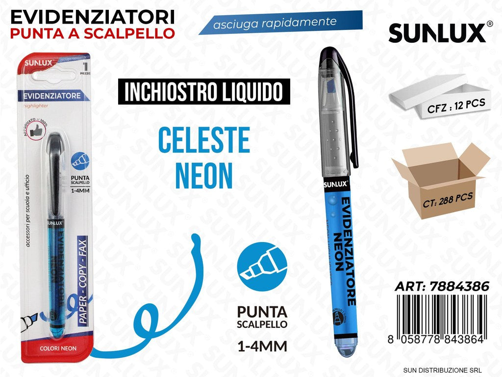 Bl. Evidenziatore Celeste Neon Liquido 1-4MM