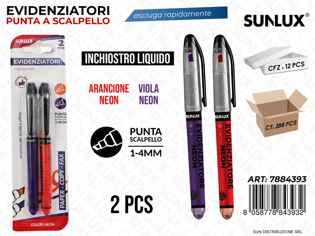 Bl. Evidenziatore Ass. Neon Liquido 1-4MM 2PCS