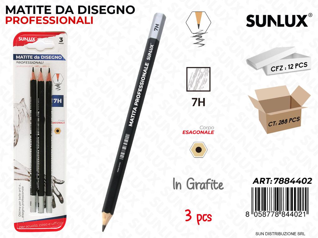 Bl. Matite da Disegno Prof. 7H 3PCS