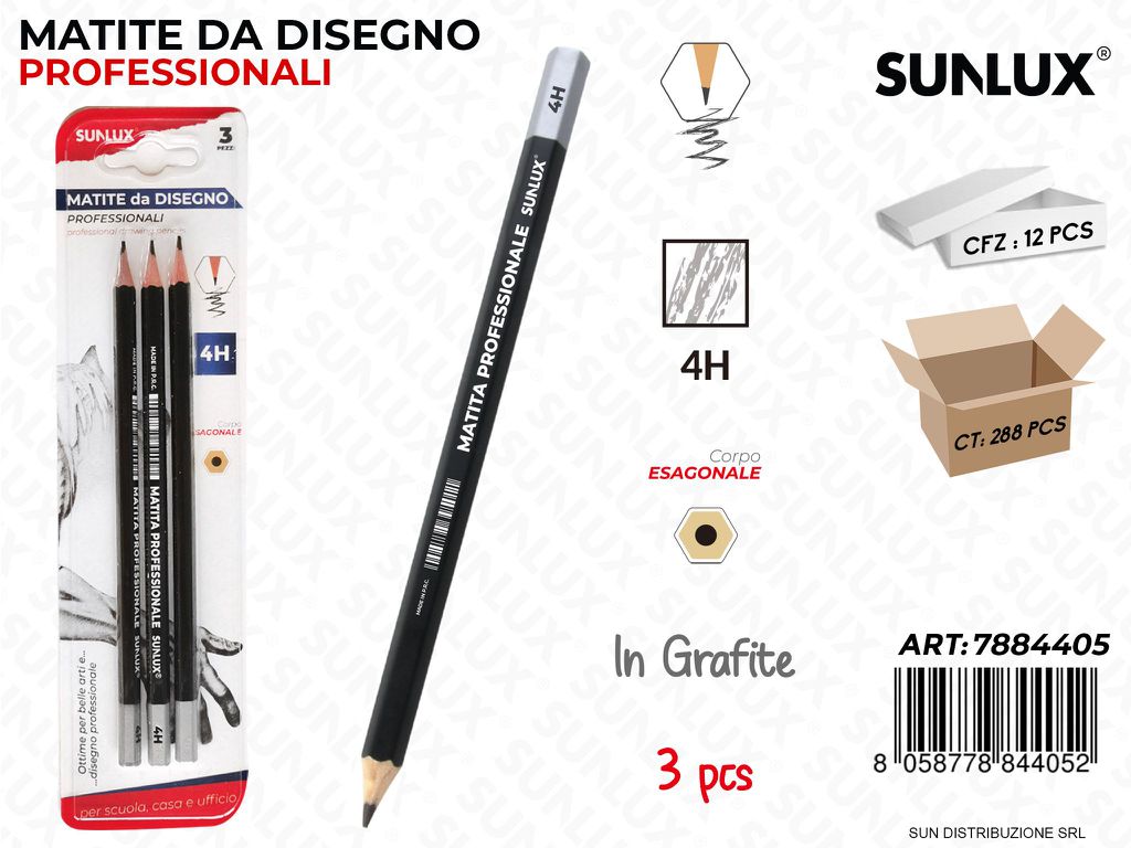 Bl. Matite da Disegno Prof. 4H 3PCS