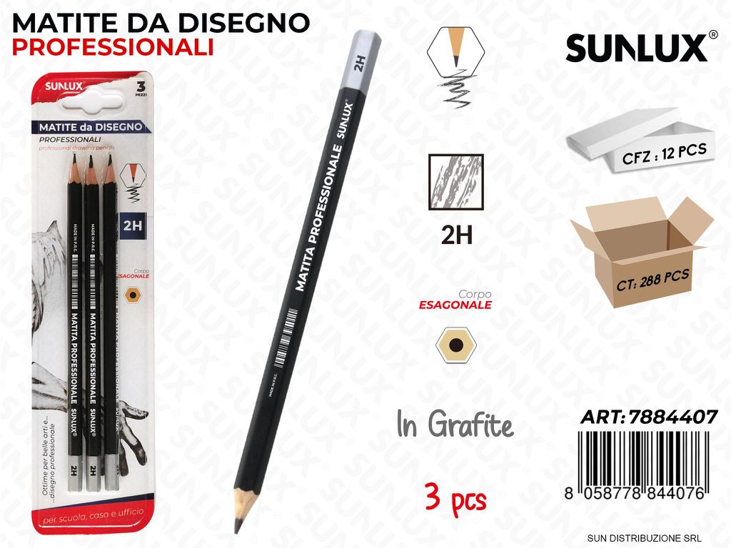 Bl. Matite da Disegno Prof. 2H 3PCS