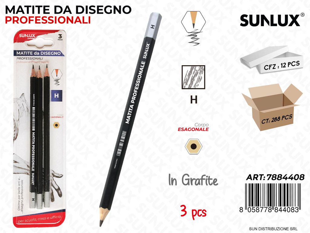 Bl. Matite da Disegno Prof. H 3PCS
