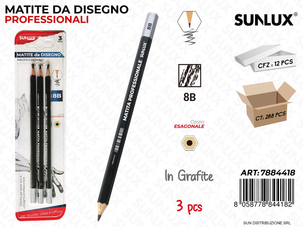 Bl. Matite da Disegno Prof. 8B 3PCS