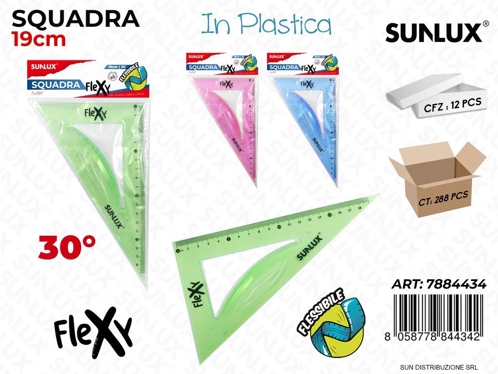 Squadra in Plast. Flexy 19CM 30GRADI Col. Ass.