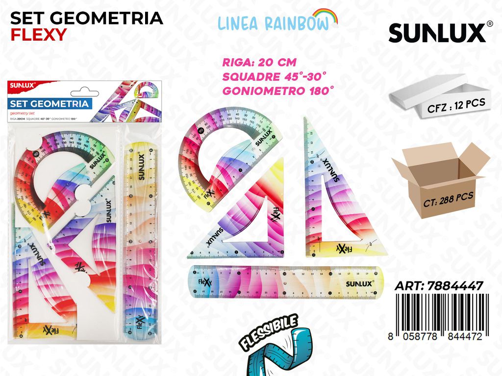 Sunlux Set Goniometria Plast. Flexy Rainbow 4PCS