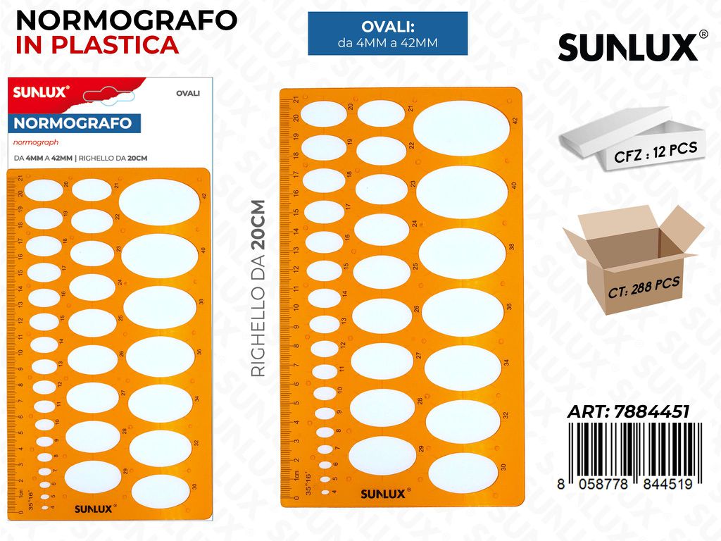 Sunlux Normografo in Plastica Ovale 4-42MM