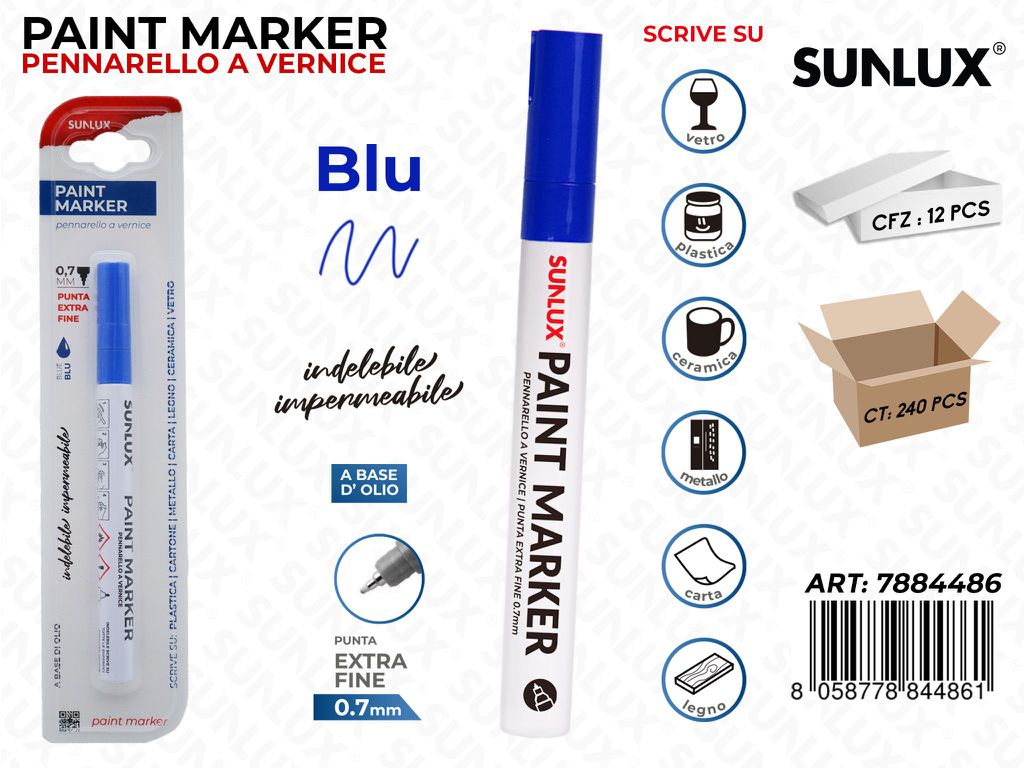Bl. Paint Marker a Vernice Blu 0.7MM
