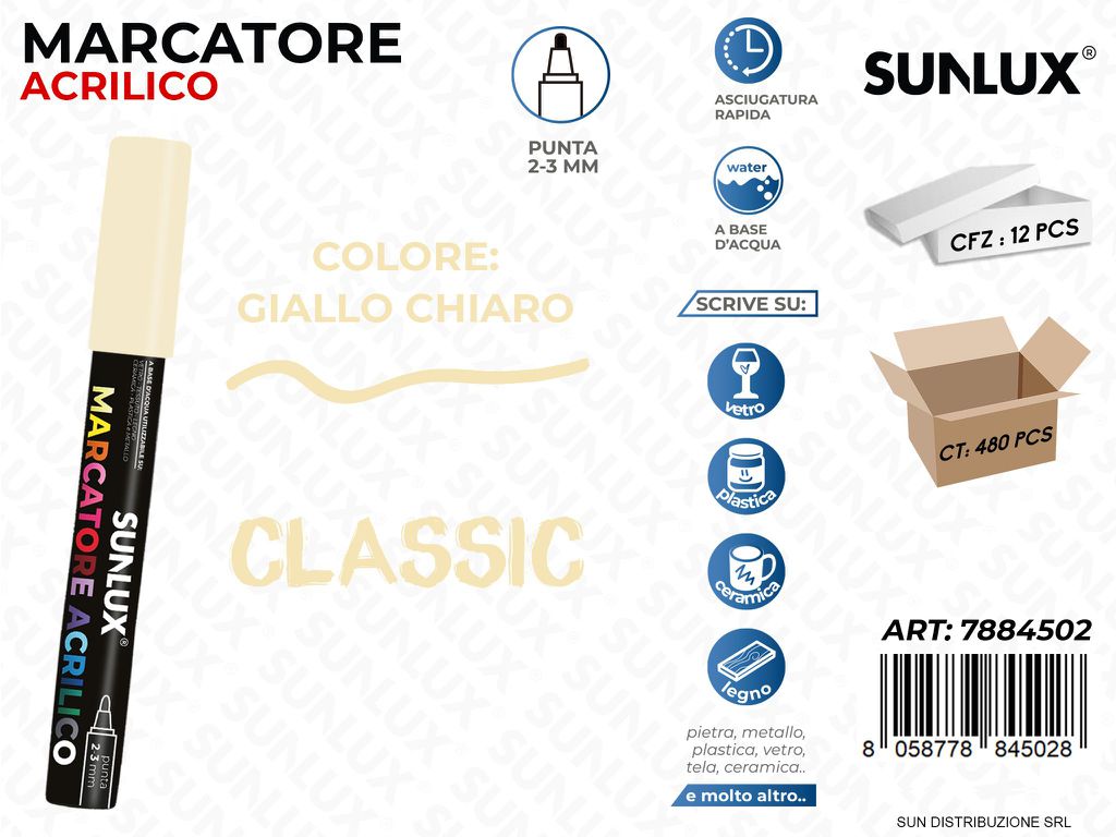 Marcatore Acrilico Giallo Chiaro 2-3MM