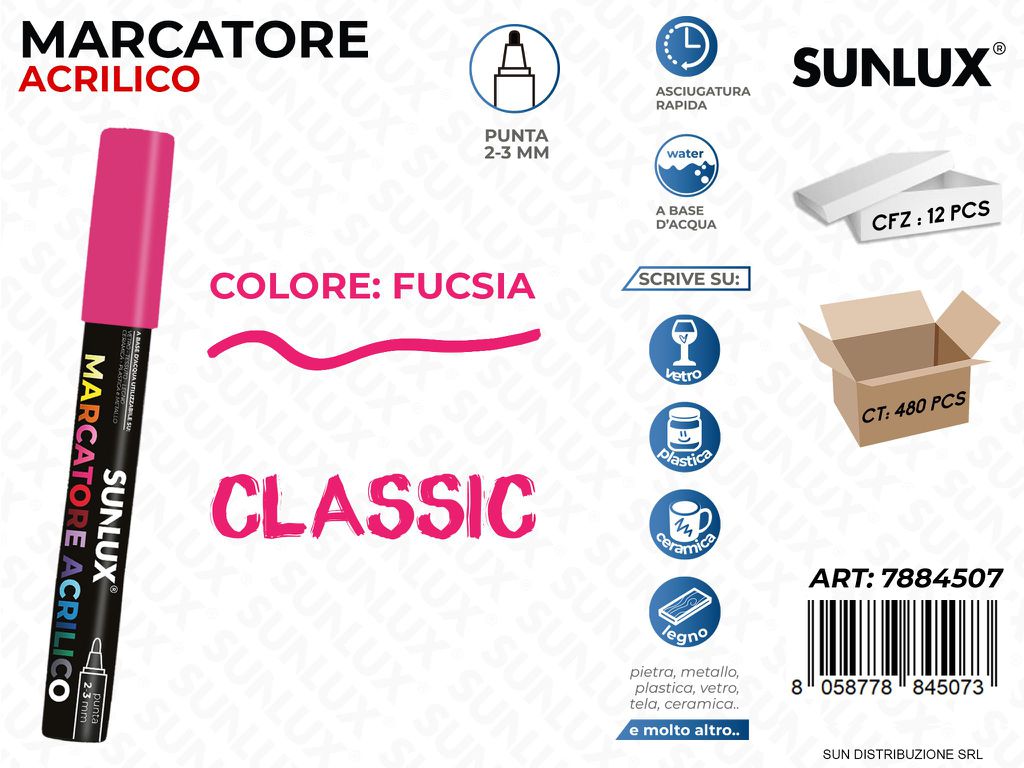 Marcatore Acrilico Fucsia 2-3MM