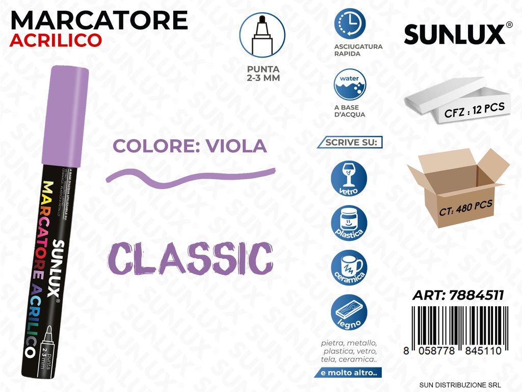 Marcatore Acrilico Viola 2-3MM