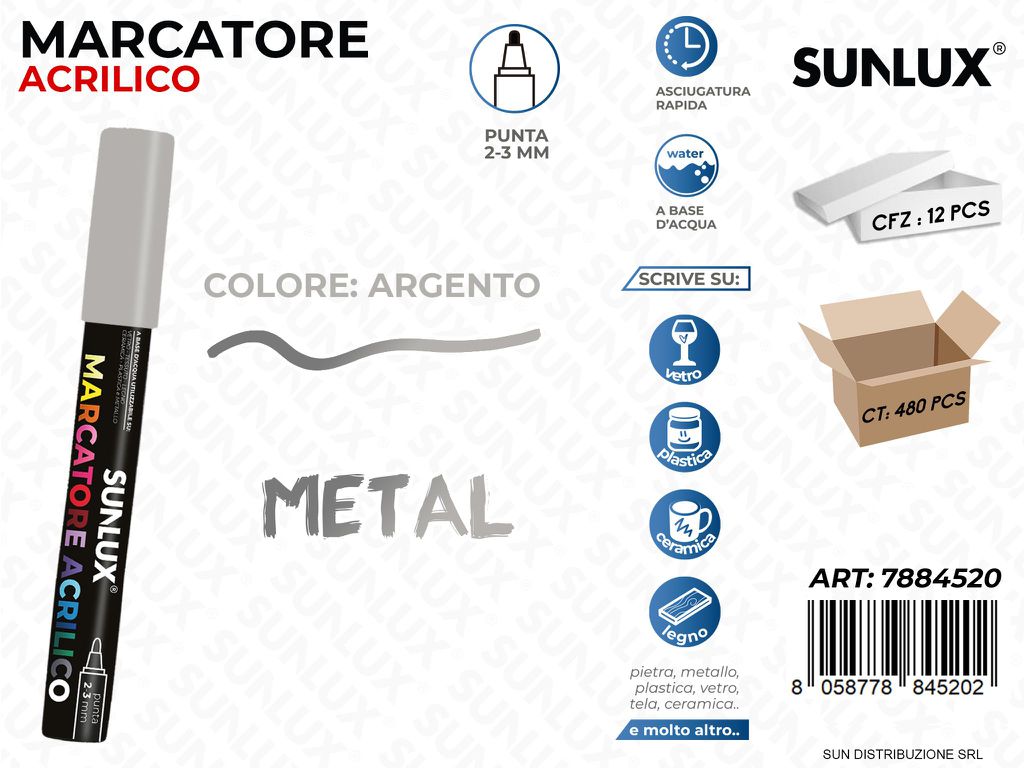 Marcatore Acrilico Arg. Metal 2-3MM