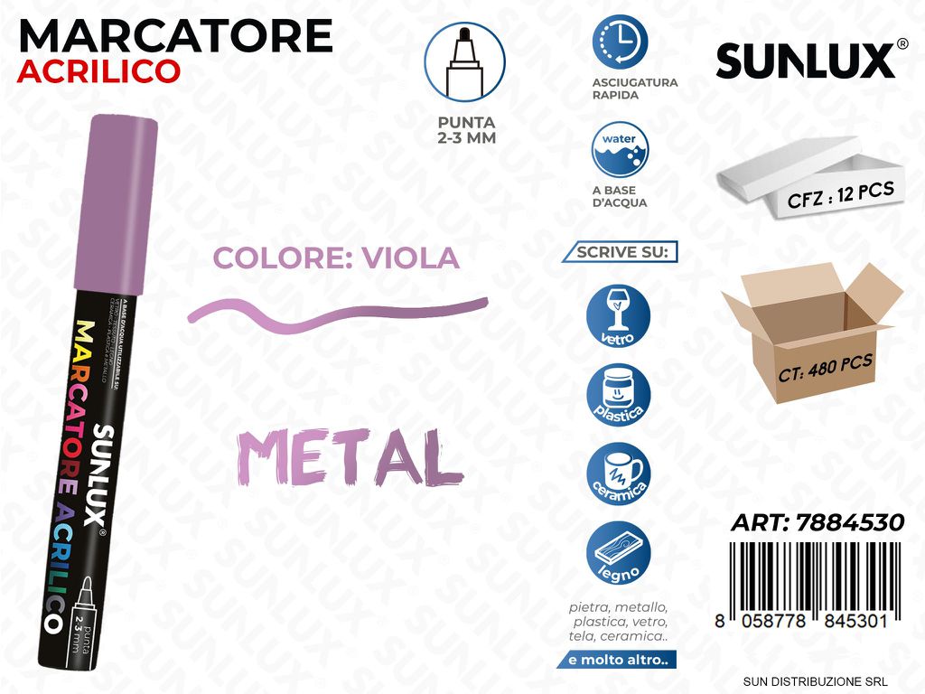 Marcatore Acrilico Viola Metal 2-3MM