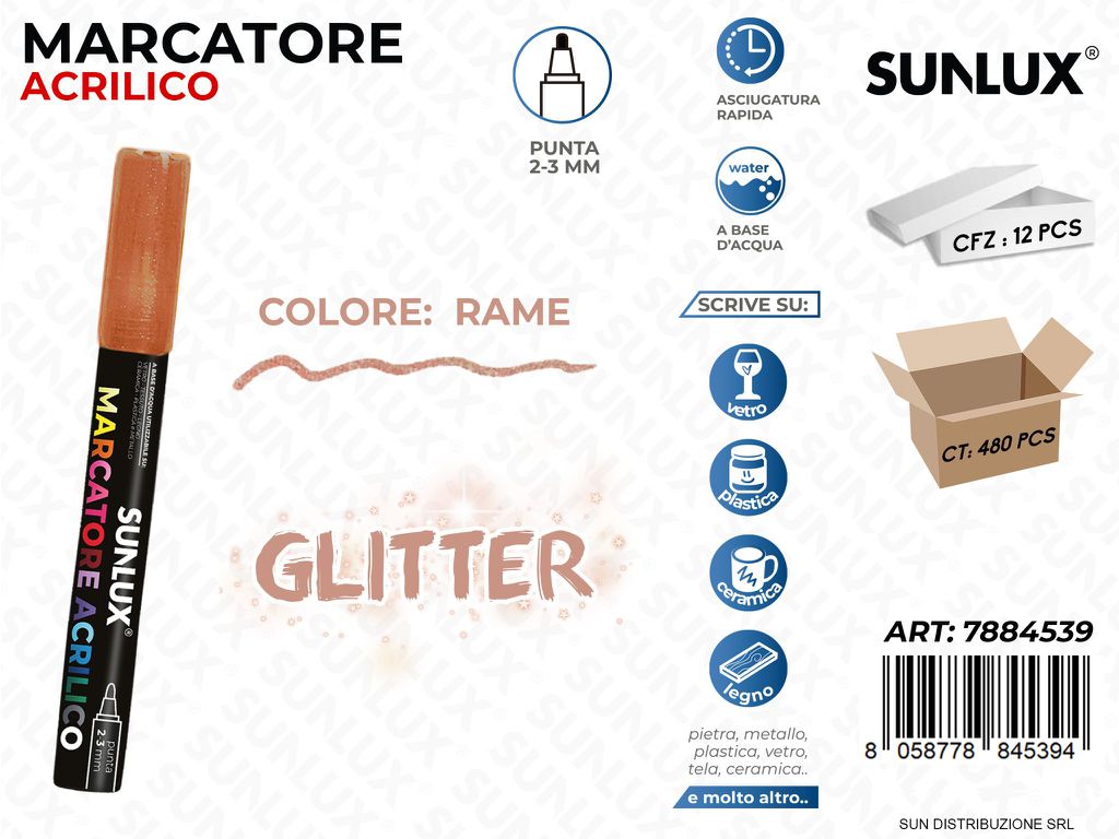 Marcatore Acrilico Rame Glitter 2-3MM