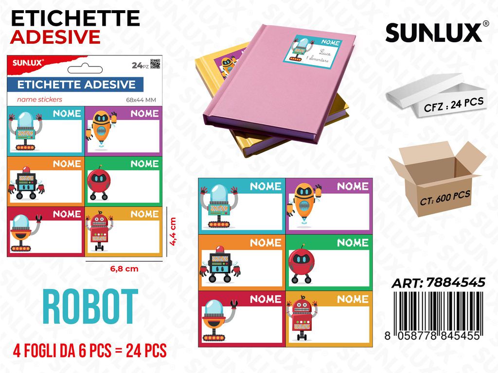 Etichette Adv Robot 24PCS Ass. 6.8*4.4CM/ Pz da 24