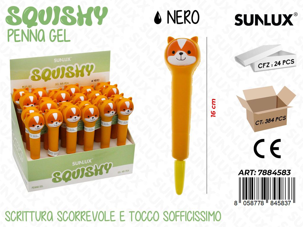 Squishy Penna Gel Nero 16Cm