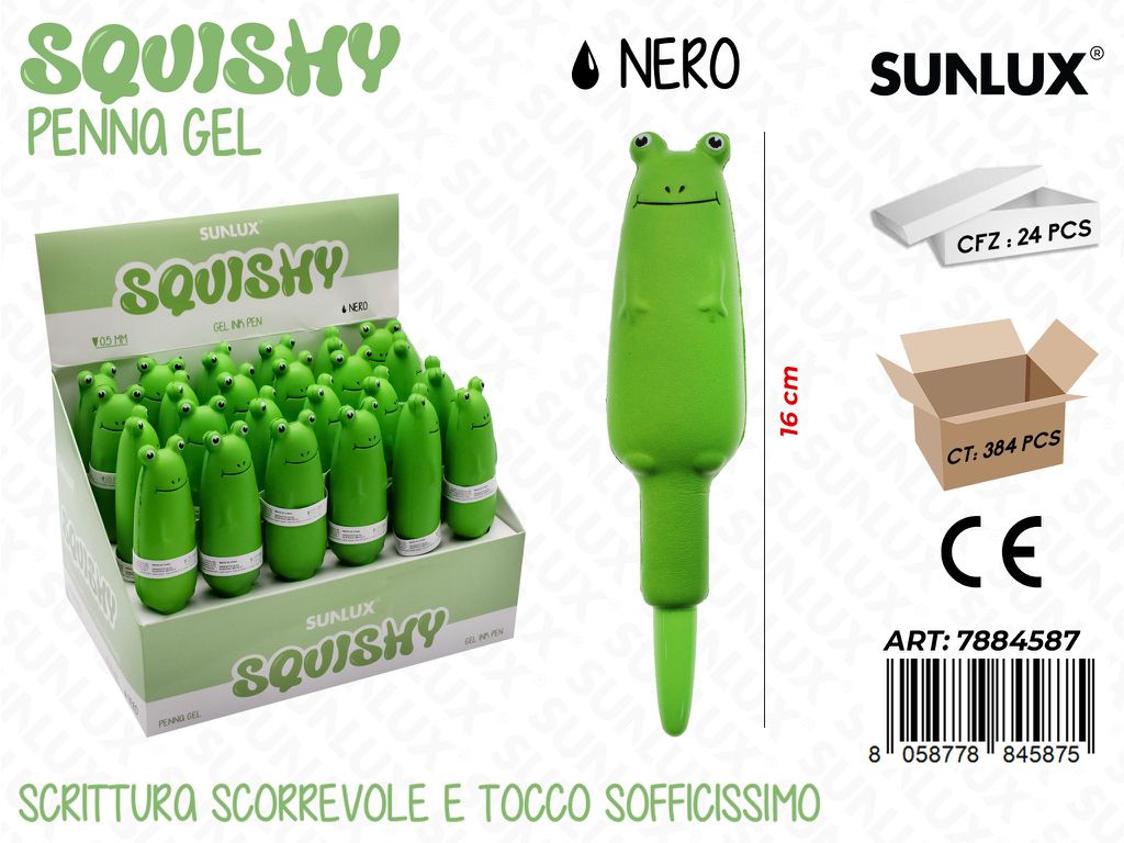 Squishy Penna Gel Nero 16Cm