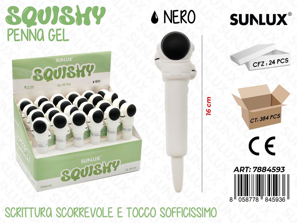 Squishy Penna Gel Nero 16Cm