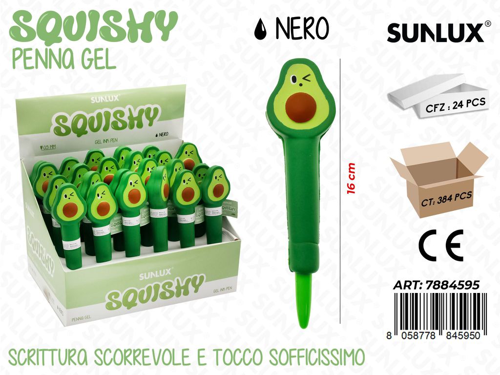 Squishy Penna Gel Nero 16Cm