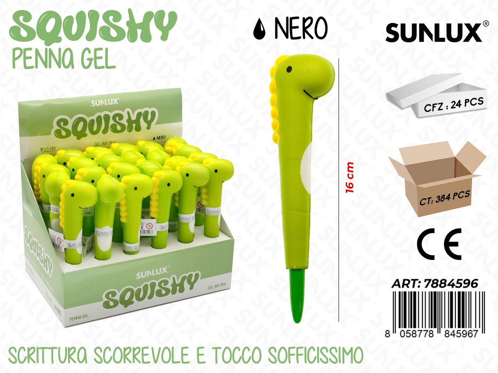 Squishy Penna Gel Nero 16Cm