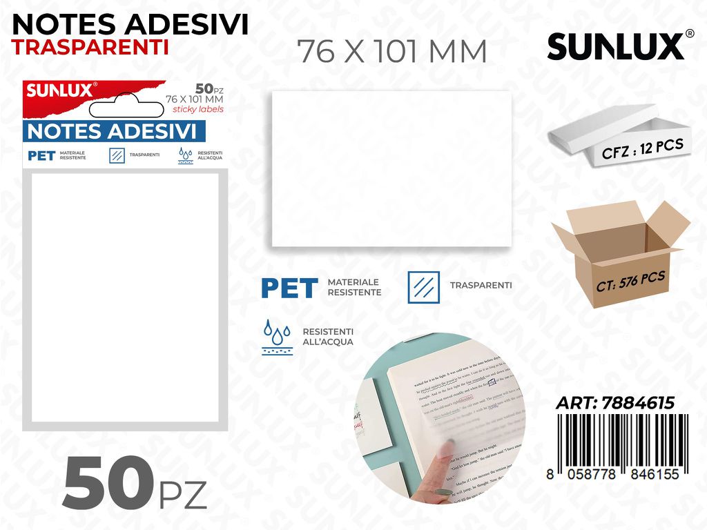 Sunlux Notes Adv Trasp. 50PCS 76*11MM