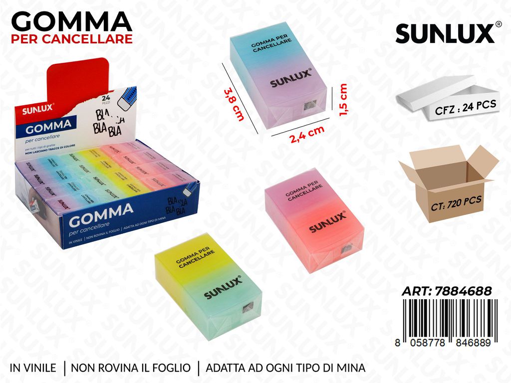 Sunlux Esp. Gomma per Cancellare Ass. 1.5*2.4*3.8CM