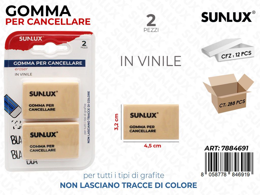 Sunlux Gomma per Cancellare 2PCS 4.5*3.2CM