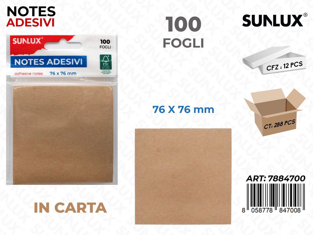 Sunlux Notes Adv Kraft 100FF 76*76MM / Pz da 12