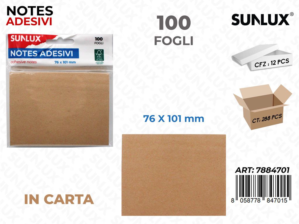 Sunlux Notes Adv Kraft 100FF 76*101MM / Pz da 12