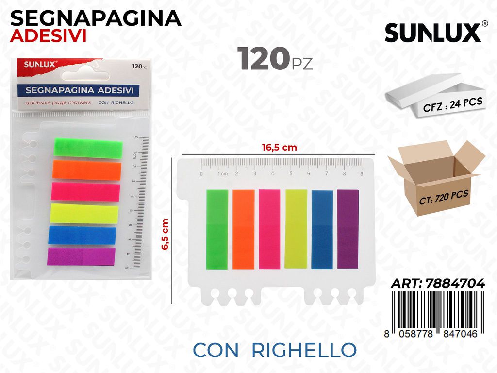 Sunlux Segnapagina Adv c/ Righ. 120PCS 16.5*6.5CM / Pz da 24