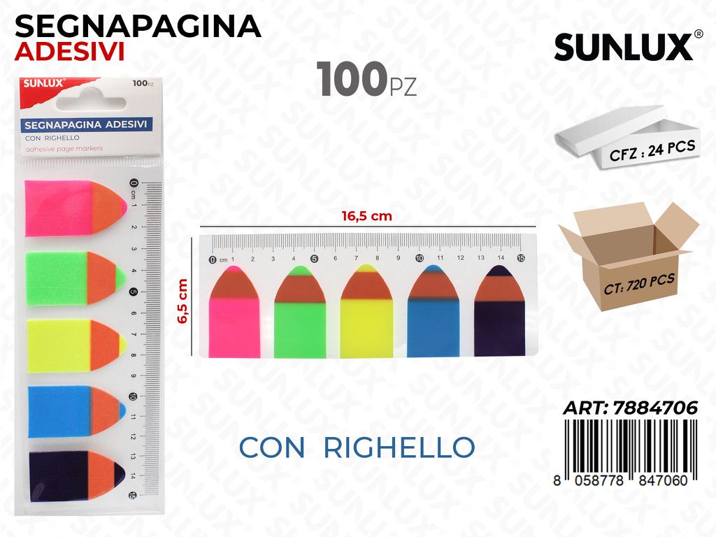 Sunlux Segnapagina Adv c/ RIGH.100PCS 16.5*6.5CM / Pz da 24