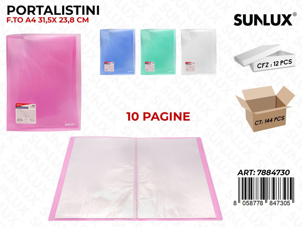 Sunlux Portalistini F.to A4 Trasp. Ass. 10PAG.