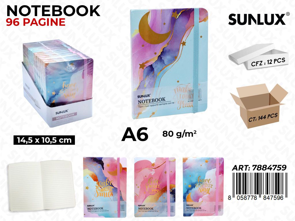 Sunlux Notebook Ass. A6 14.5*10.5CM 96PAG. 80GR
