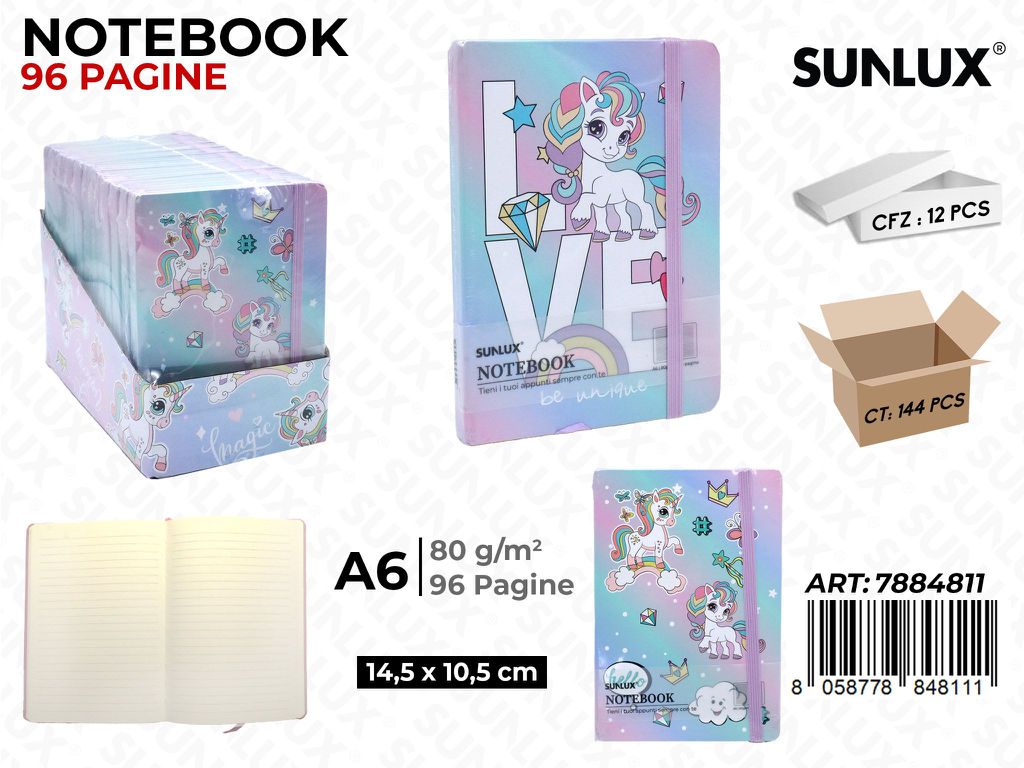 Notebook Unicorno Ass. A6 14.5*10.5Cm 96Pag. 80Gr