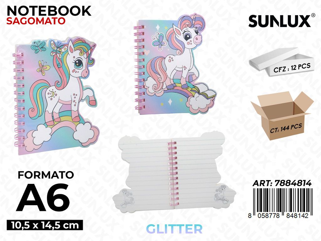 Notebook Unicorno Sagomato A6 10.5*14.5Cm