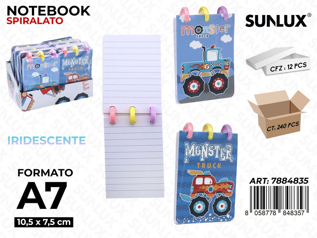 Notebook Spir. M.Truck Ass. A7 10.5*7.5Cm