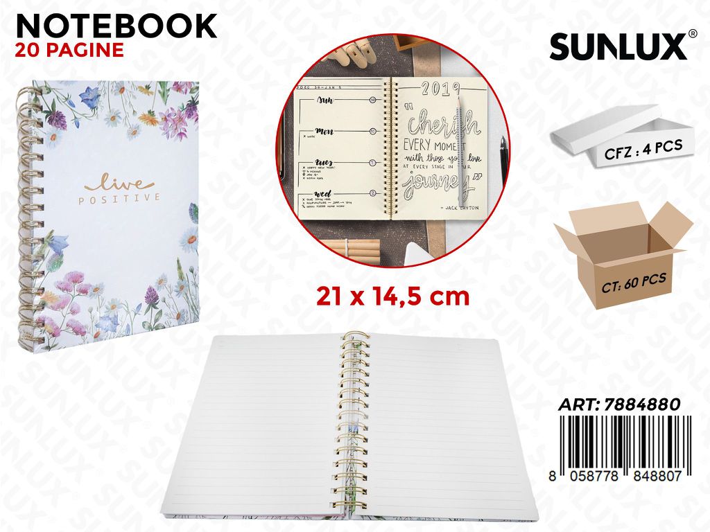 Sunlux Notebook 20F. 21*14.5CM