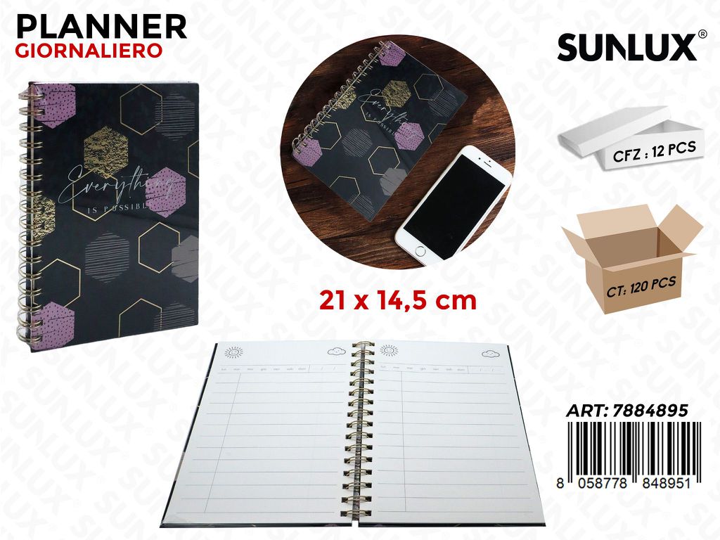 Sunlux Planner Giornaliero Spir. 21*14.5CM