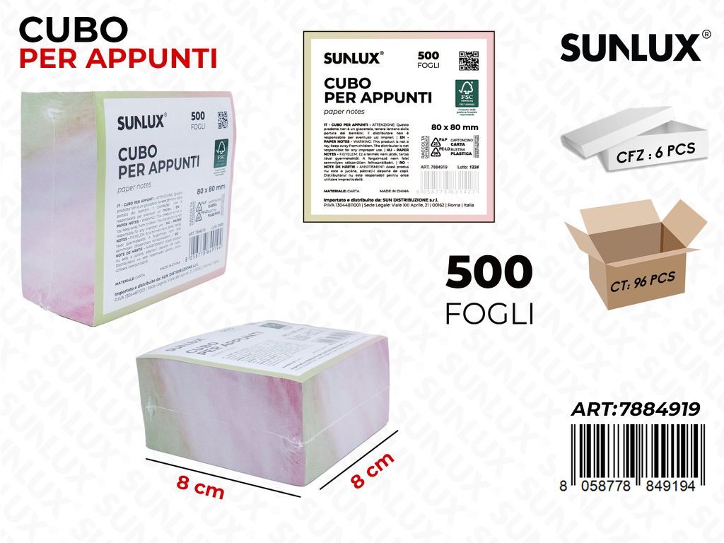 Sunlux Cubo per Appunti 500F 8*8CM